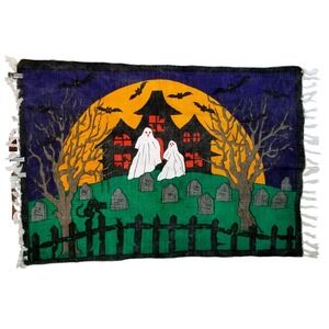 Vintage Hayim Company Halloween Rug Handmade in India Spooky‎ Season